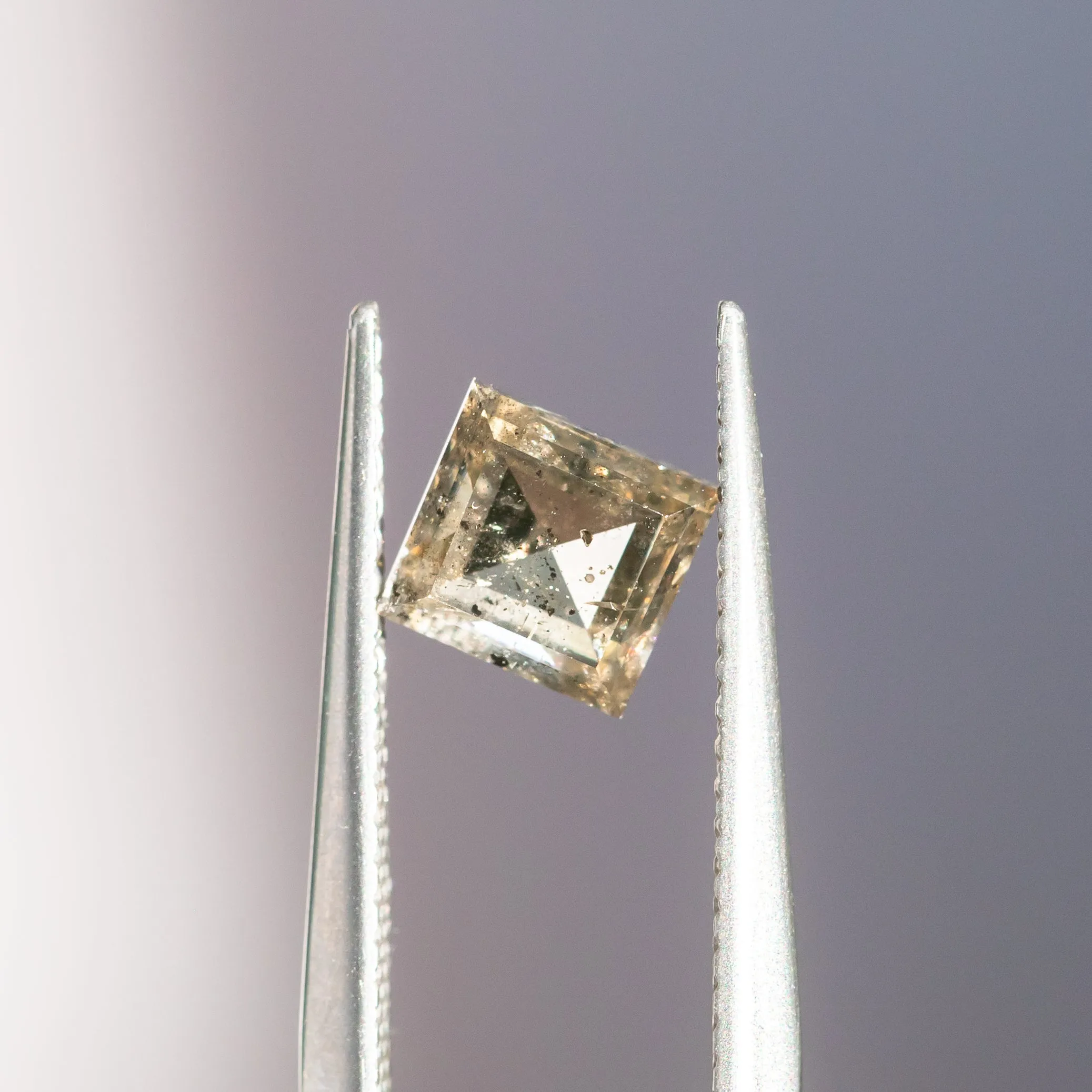 1.26CT ROSECUT SQUARE SALT AND PEPPER DIAMOND, CLEAR WITH SOFT EARTHY INCLUSIONS, 5.83X5.48X3.03MM