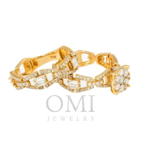 14K GOLD ROUND DIAMOND CLUSTER OPEN LINK BRIDAL SET 1.68 CT