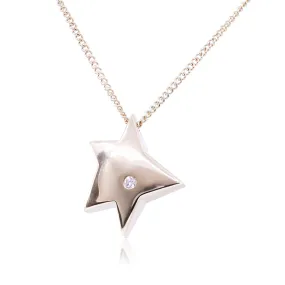 14K YELLOW GOLD DIAMOND ACCENT STAR PENDANT NECKLACE