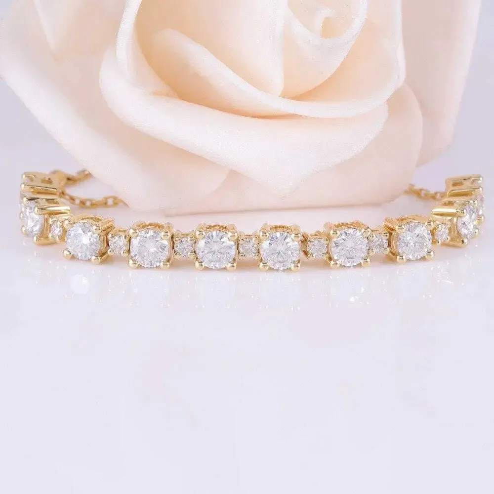 14k Yellow Gold Tennis Moissanite Bracelet 2.8ctw