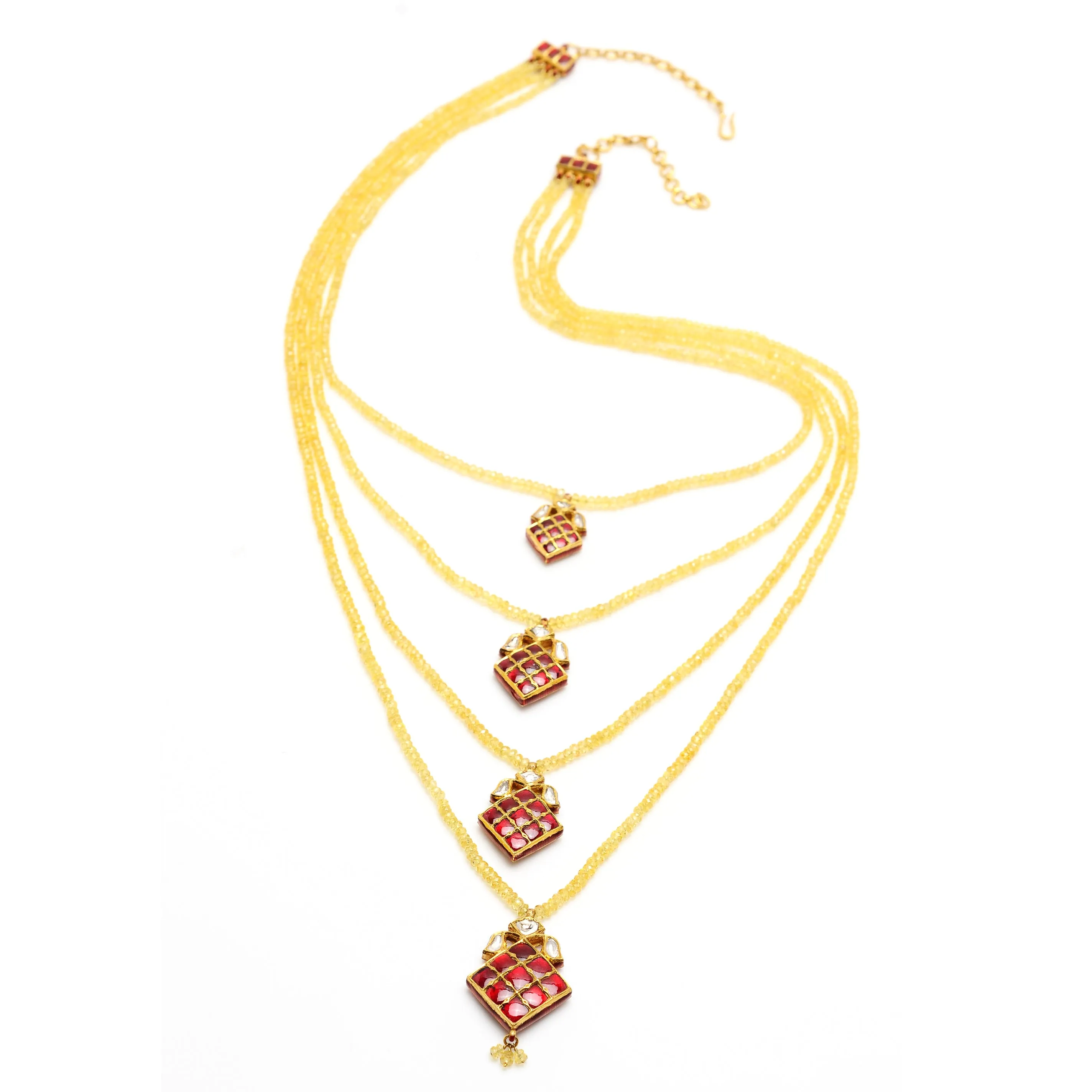 22k Gold Uncut Diamond and Sapphire Zoya Necklace