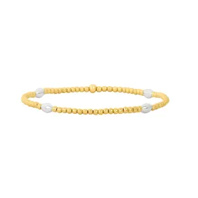 2MM Yellow Gold Filled Bracelet with Sterling Silver Orzo Pattern