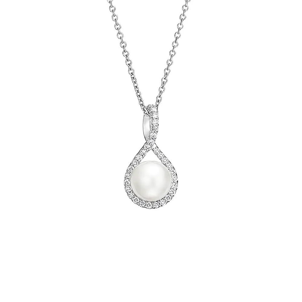 8mm Pavé Twist Freshwater Cultured Pearl Pendant