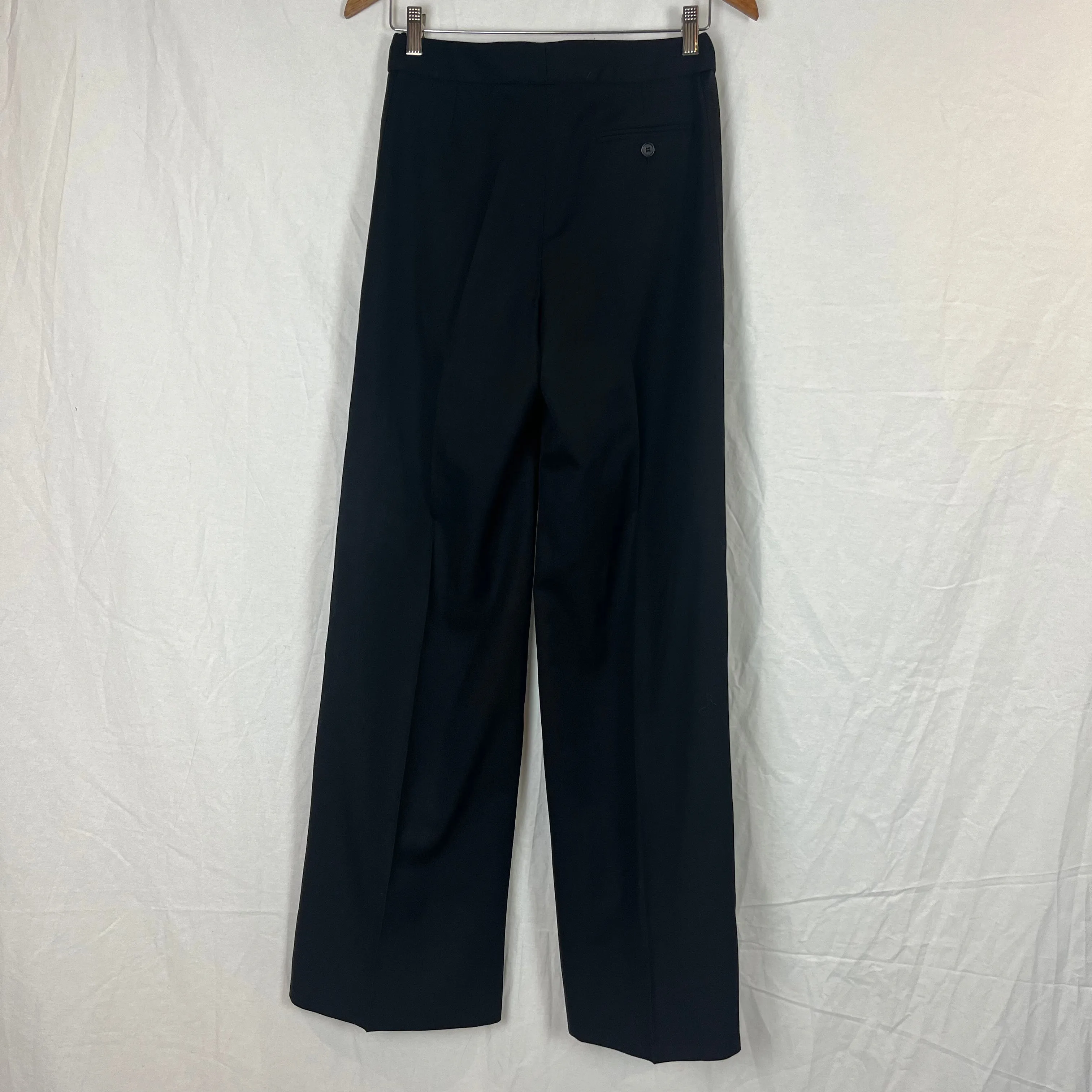 Alexander McQueen Brand New Black Wide Leg Tuxedo Pants XXS