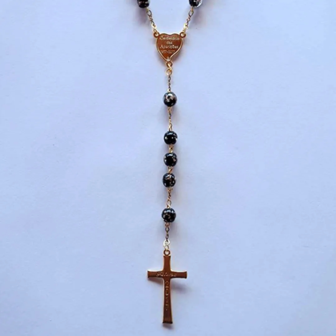 Apparitions Centennial Black & Gold Murano Rosary