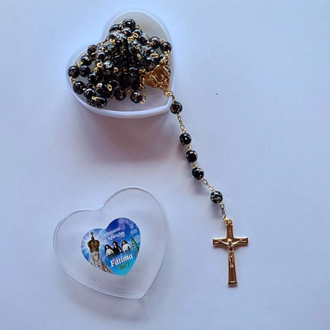 Apparitions Centennial Black & Gold Murano Rosary