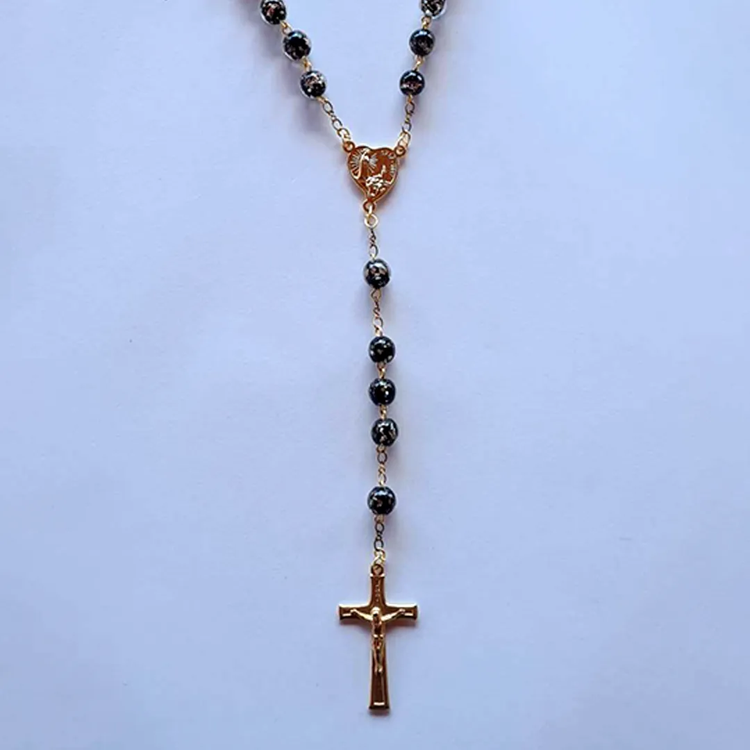 Apparitions Centennial Black & Gold Murano Rosary