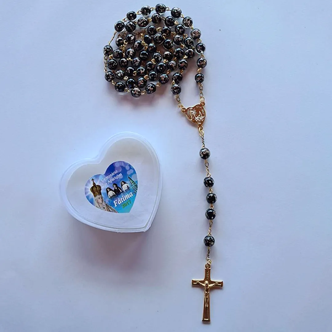 Apparitions Centennial Black & Gold Murano Rosary