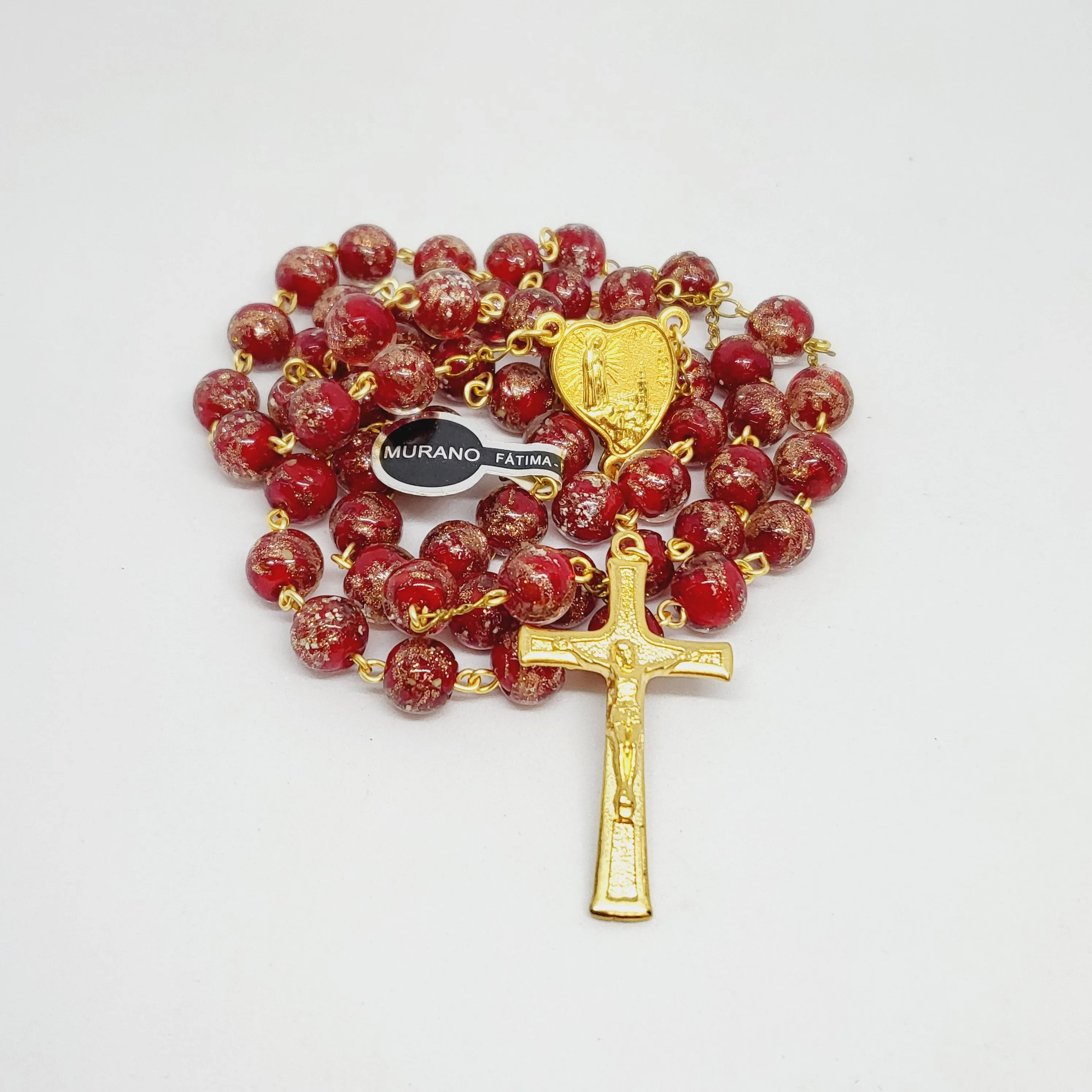 Apparitions Centennial Red & Gold Murano Rosary