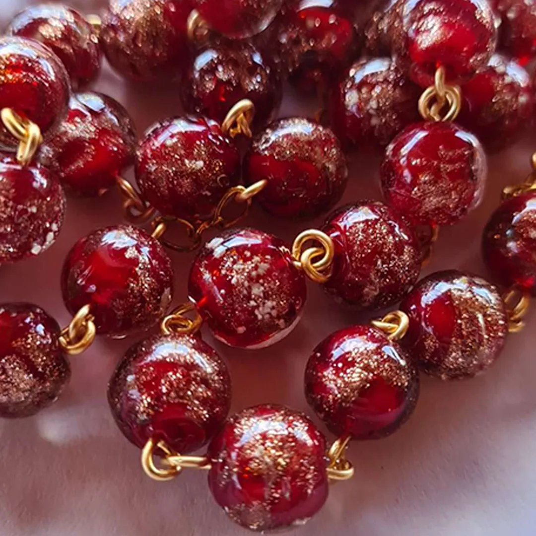 Apparitions Centennial Red & Gold Murano Rosary