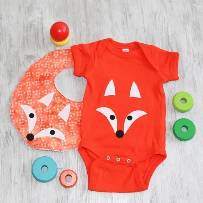 Baby Onesie with Hand-Appliqued Fox