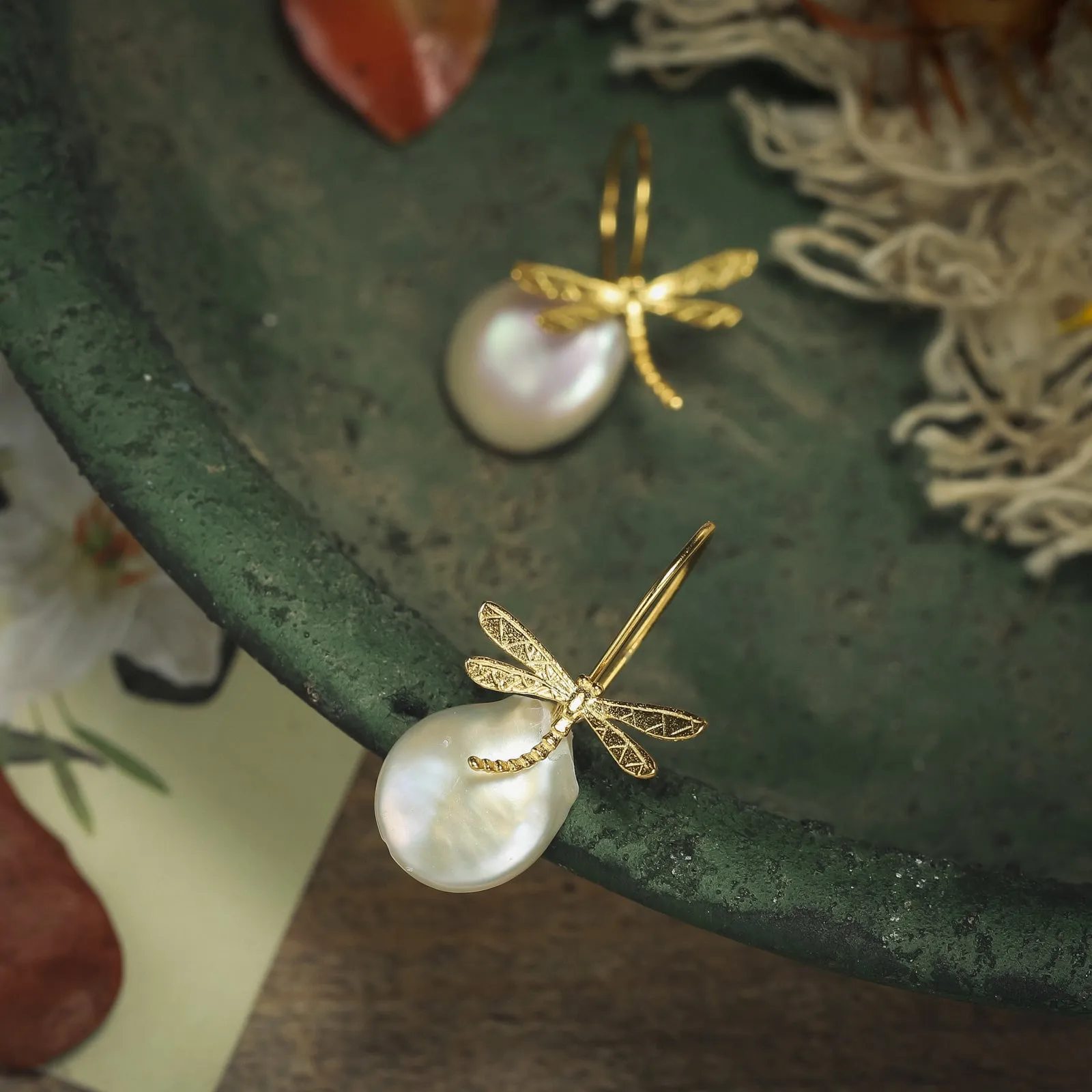 Baroque Pearl Dragonfly Earrings