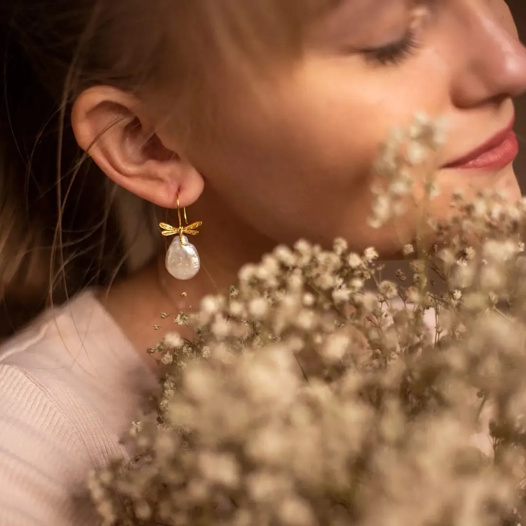 Baroque Pearl Dragonfly Earrings