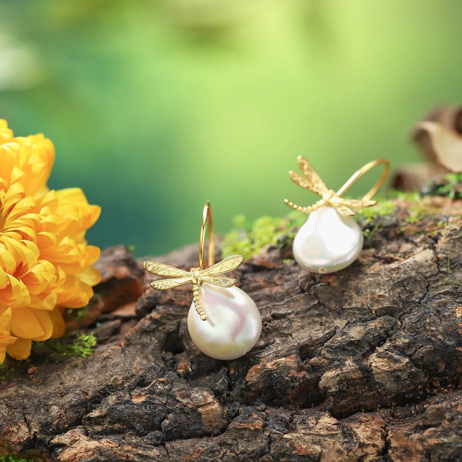 Baroque Pearl Dragonfly Earrings