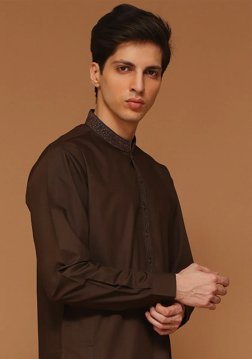 Basic Poly Viscose Maluki Java Slim Fit Embroidered Suit