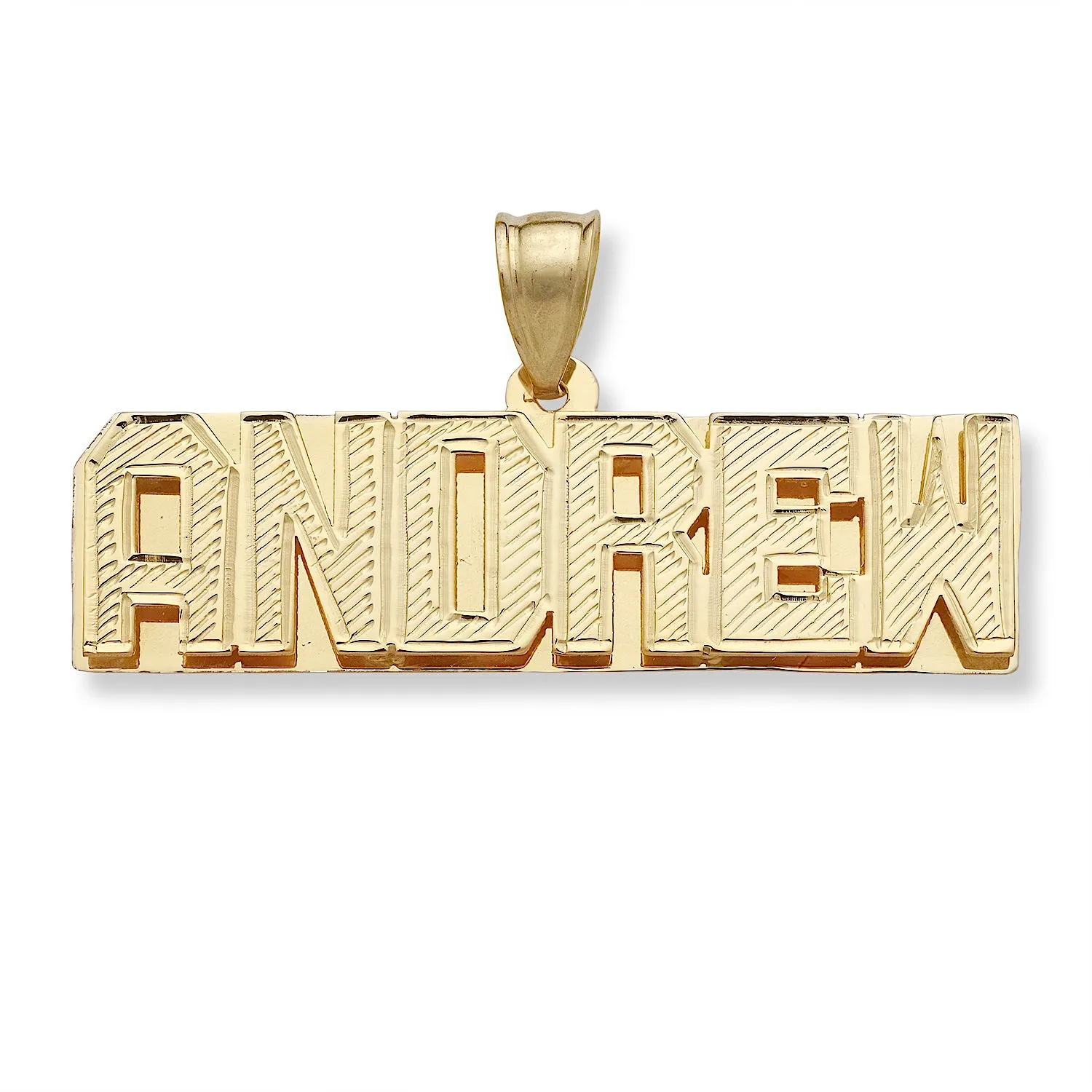 Better Jewelry Block 10K Gold Double Nameplate Pendant