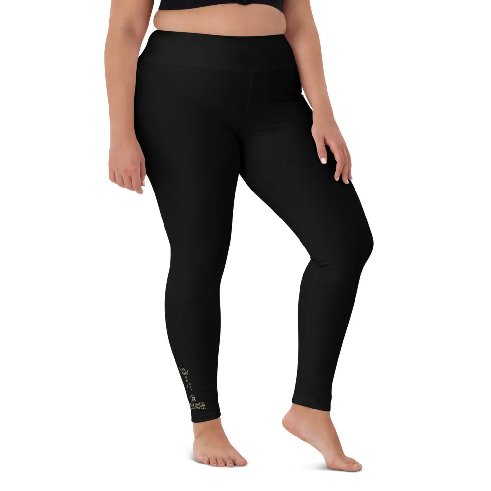 Black "I Am Happier Outside" Leggings