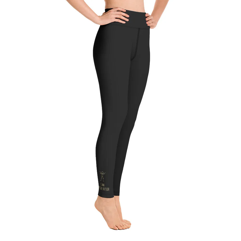 Black "I Am Happier Outside" Leggings