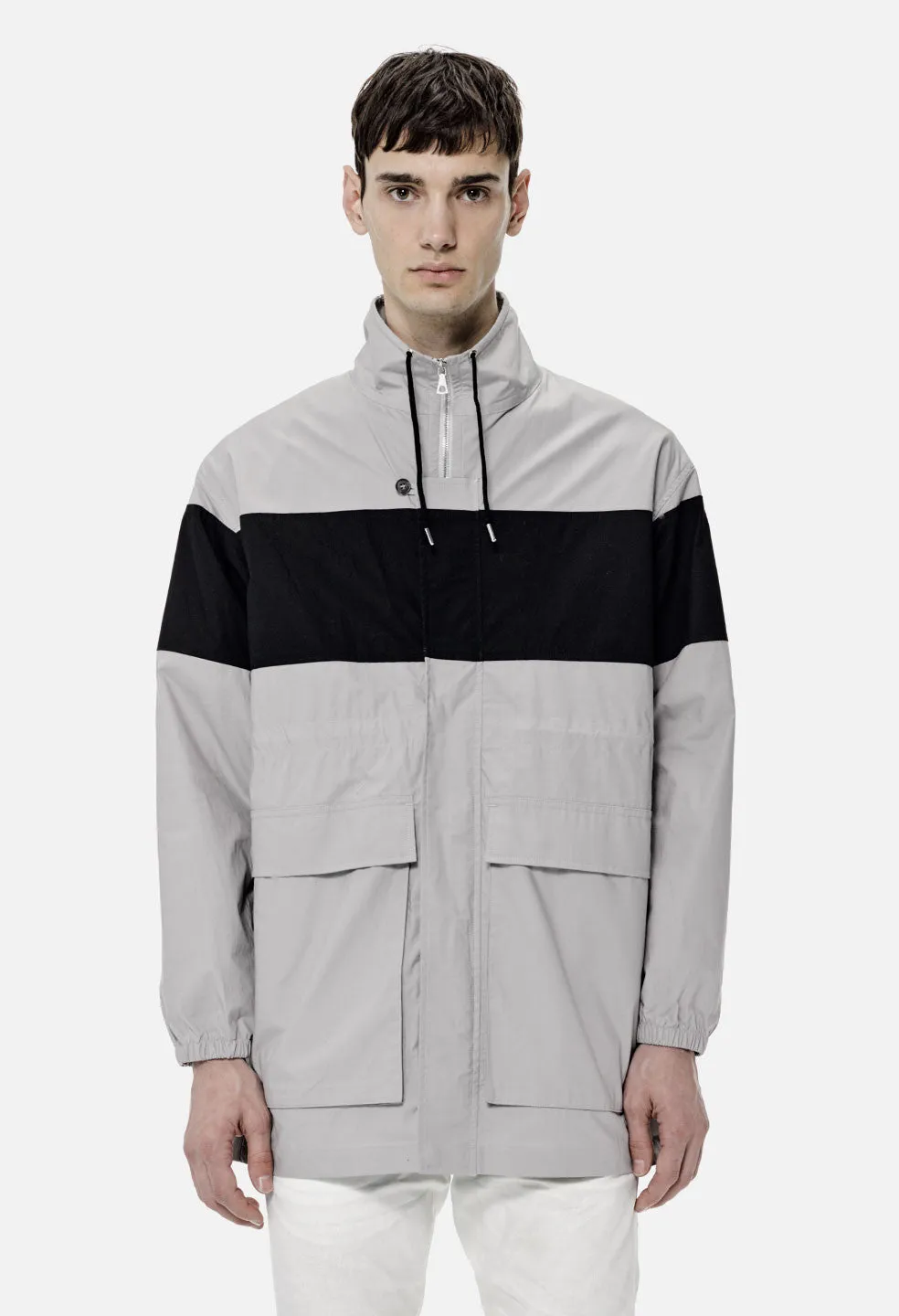 Block Paneled Parka / Grey x Black