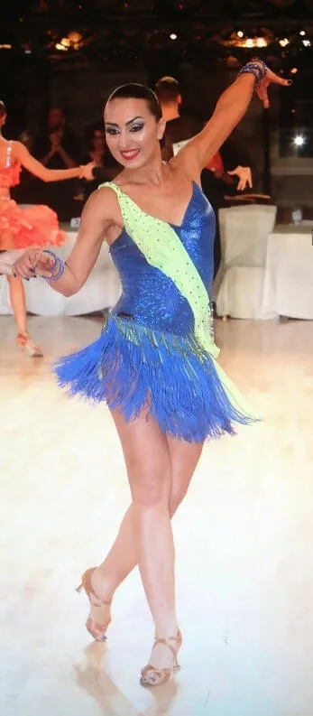 Blue Latin Dress with Fringes