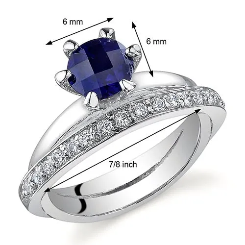 Blue Sapphire Round Cut Sterling Silver Ring Size 5