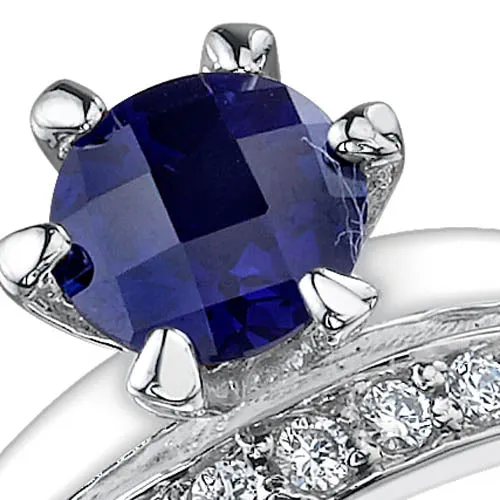 Blue Sapphire Round Cut Sterling Silver Ring Size 5