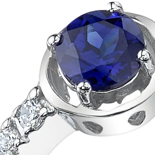 Blue Sapphire Round Cut Sterling Silver Ring Size 7