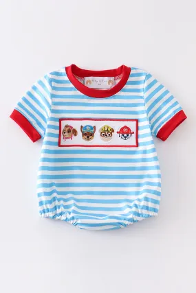 Blue stripe Character embroidery boy bubble