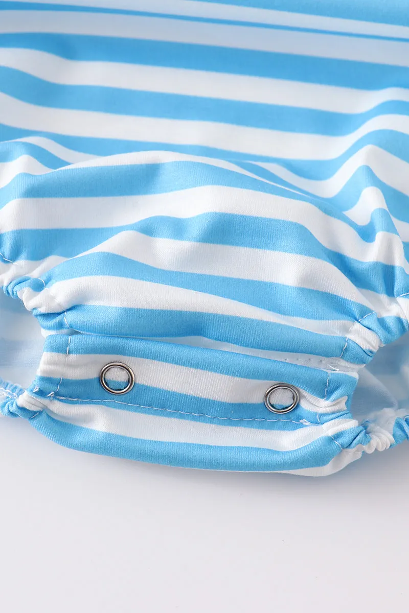 Blue stripe Character embroidery boy bubble