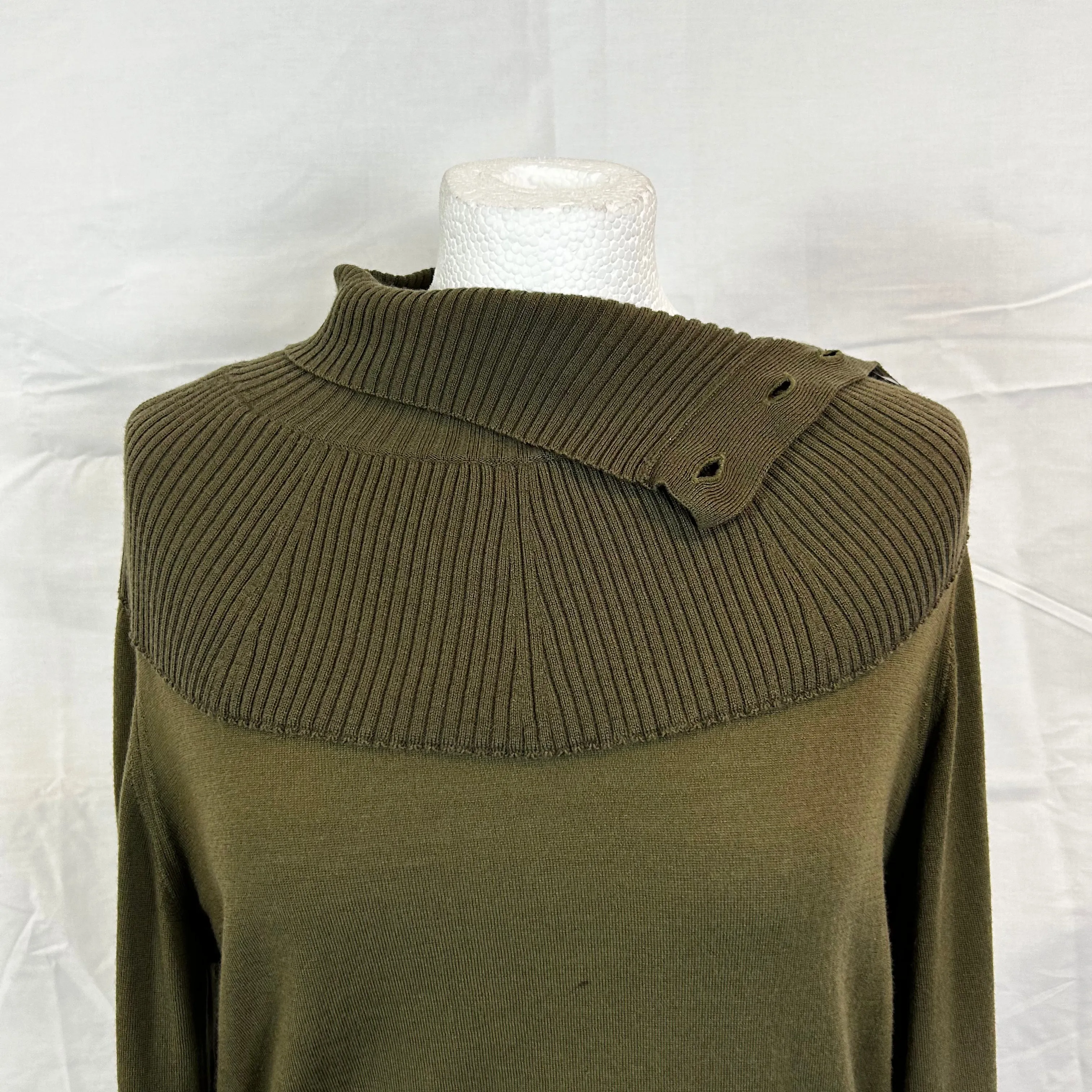 Chloe Olive Fine Wool Bell Sleeve Roll Neck Sweater XL