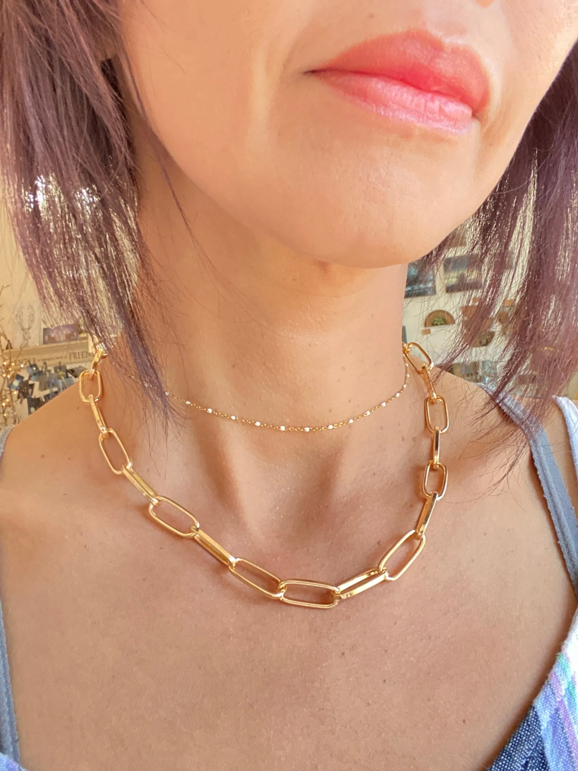 Classic Paperclip Chain Gold Necklace