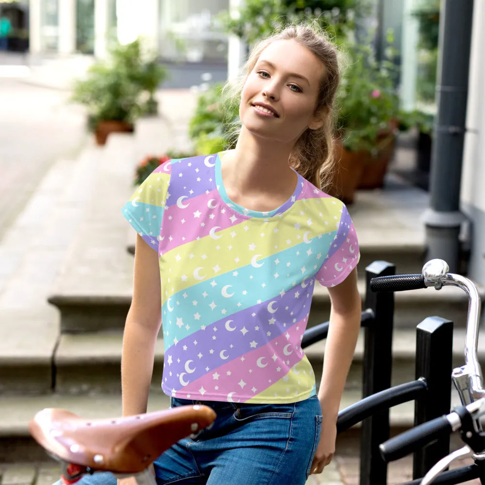 Cosmic Rainbow Crop Tee