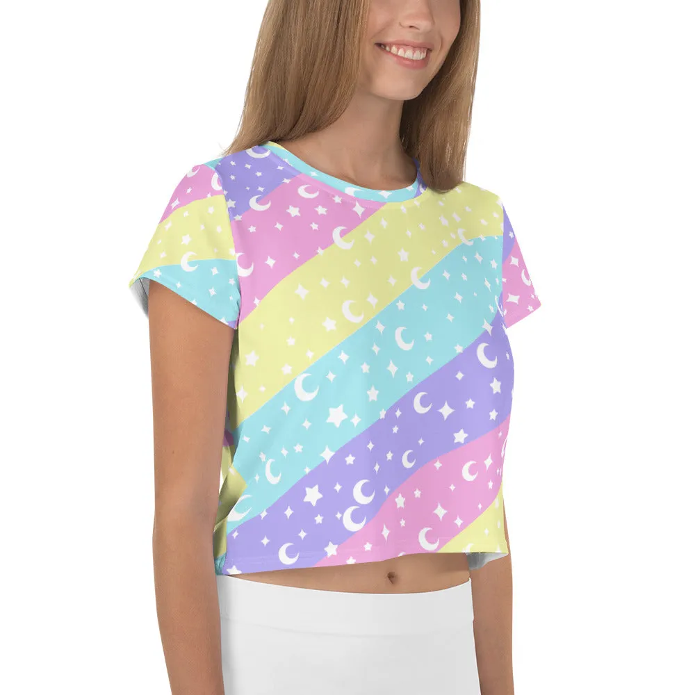 Cosmic Rainbow Crop Tee