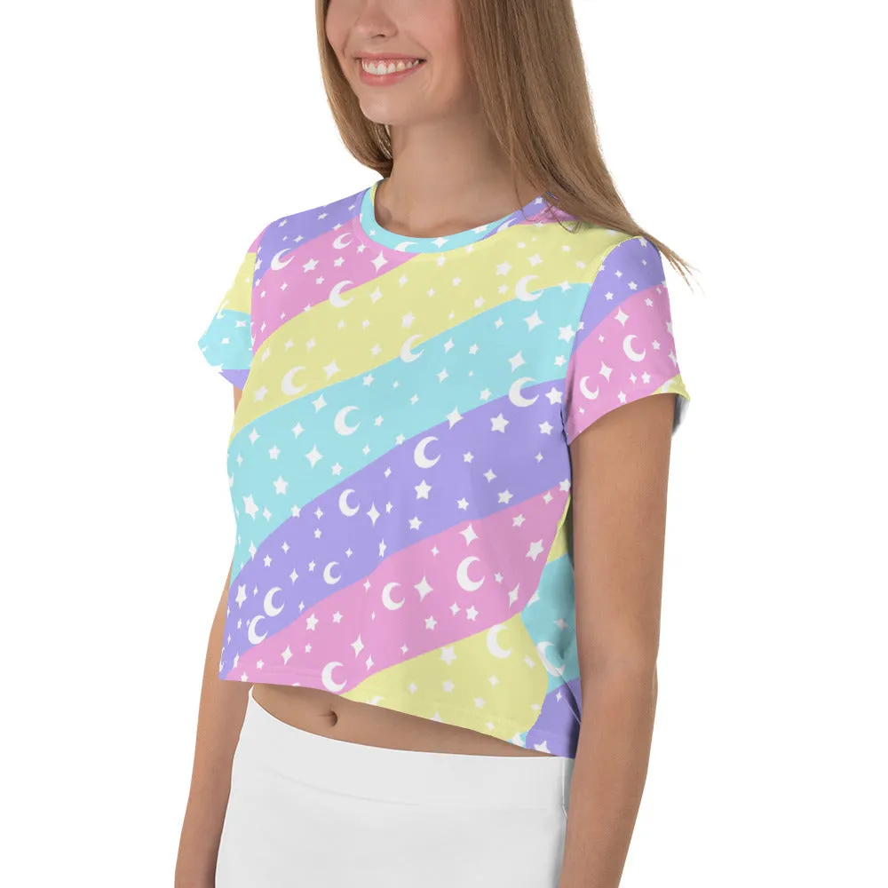 Cosmic Rainbow Crop Tee