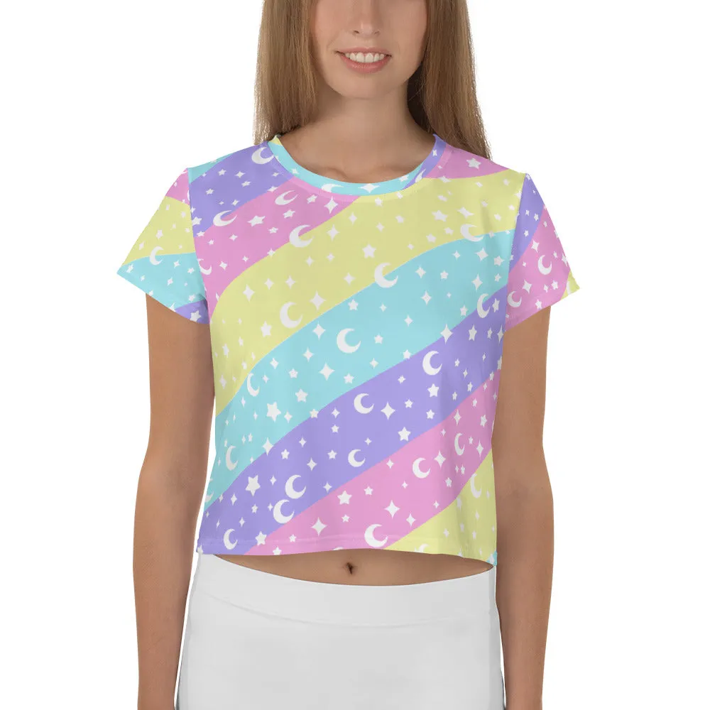 Cosmic Rainbow Crop Tee