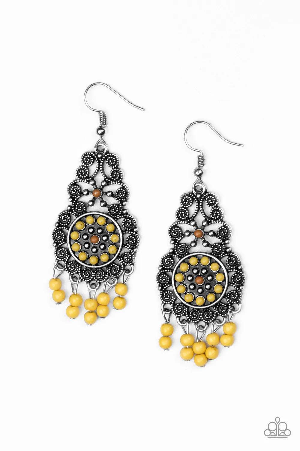 Courageously Congo - Yellow Paparazzi Earrings