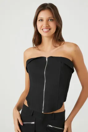 Cropped Zip-Up Tube Top