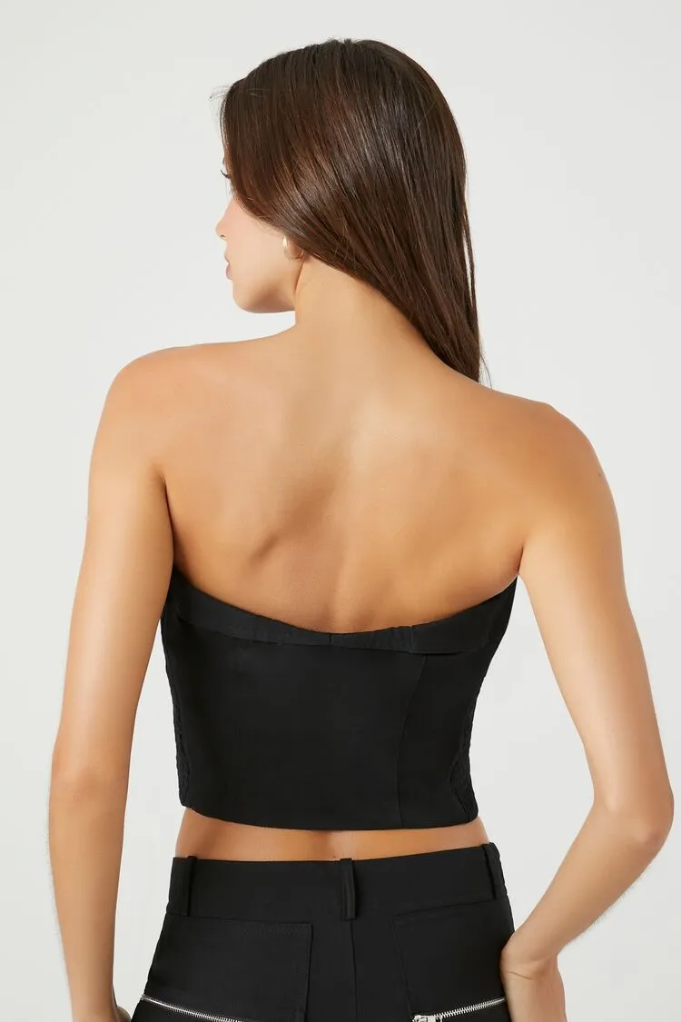 Cropped Zip-Up Tube Top