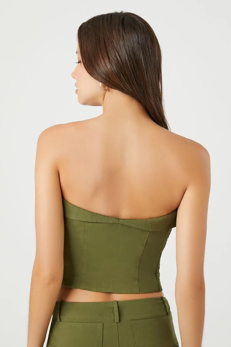 Cropped Zip-Up Tube Top