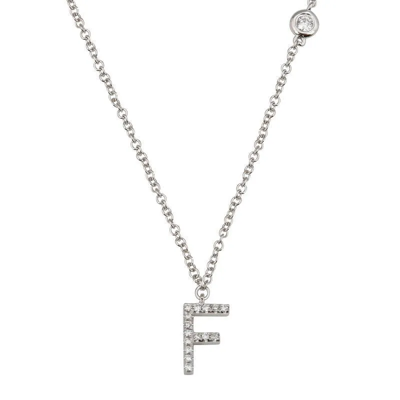 Custom Single Initial with Diamond Bezel Necklace