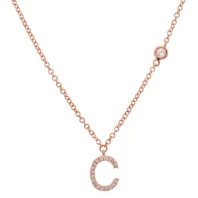 Custom Single Initial with Diamond Bezel Necklace