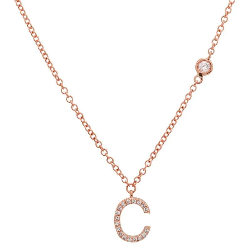 Custom Single Initial with Diamond Bezel Necklace