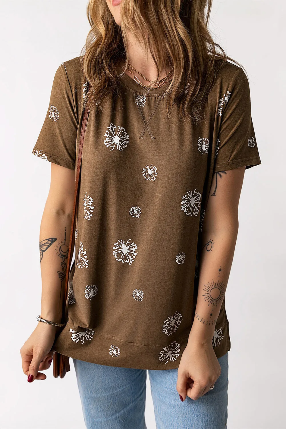 Dandelion Print Round Neck Tee