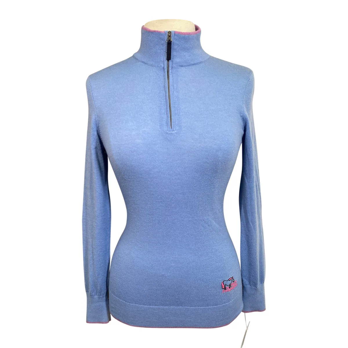 Essex Classics 'Trey' Quarter-Zip Sweater in Baby Blue/Violet - Women's Small