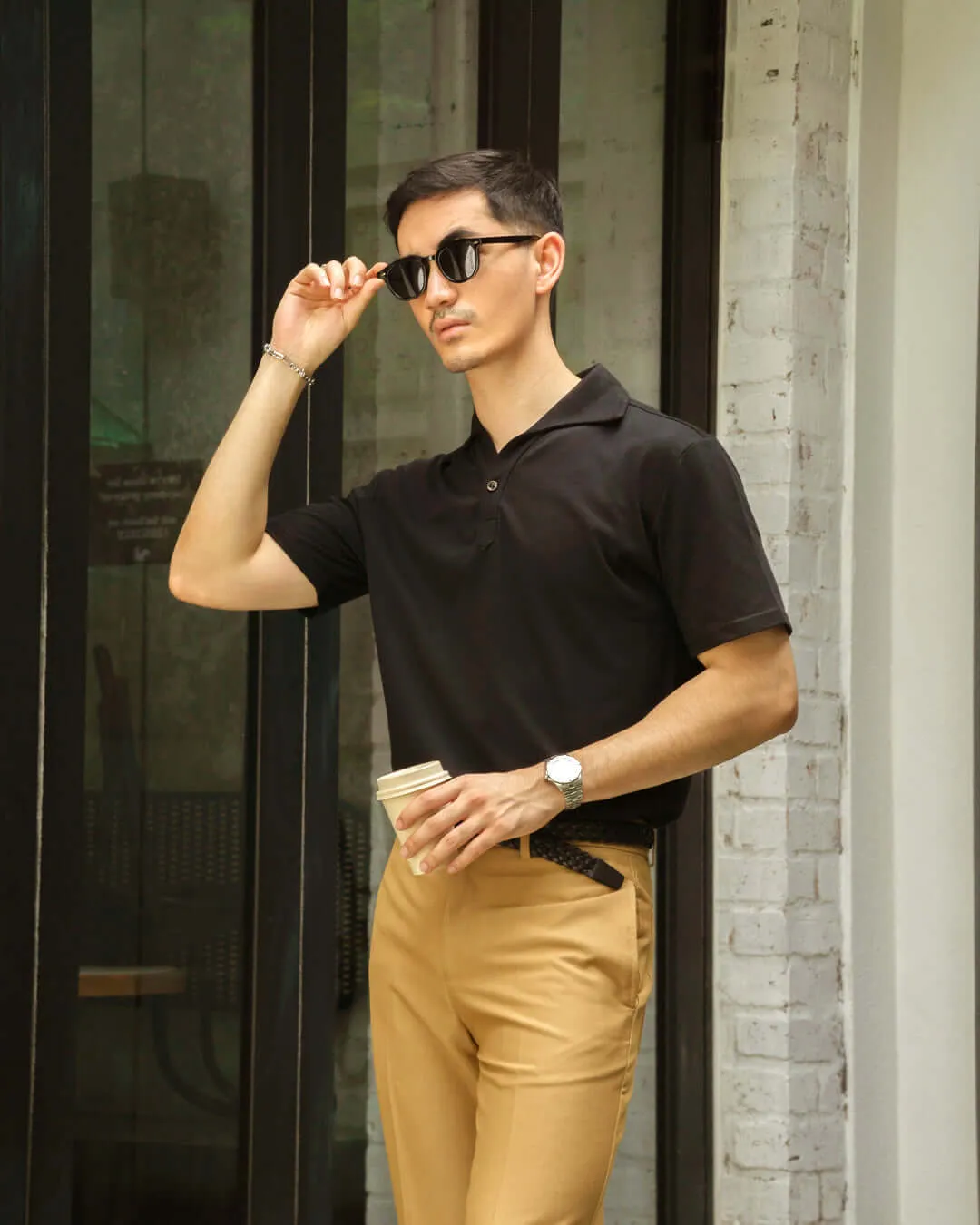 Ezio Polo Shirt - Black One-Piece Collar