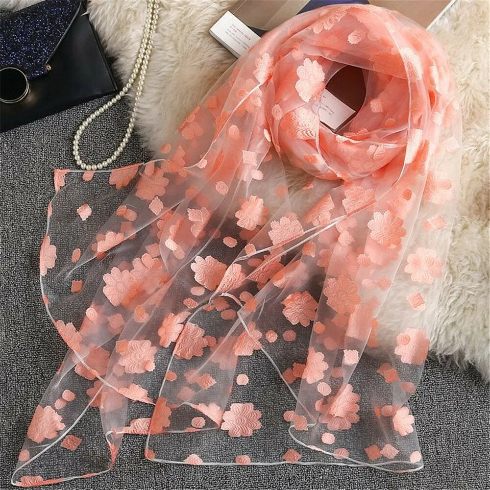 Fashion Women Summer Silk Scarf Ultra Soft Printting Shawl for Vacation Travel