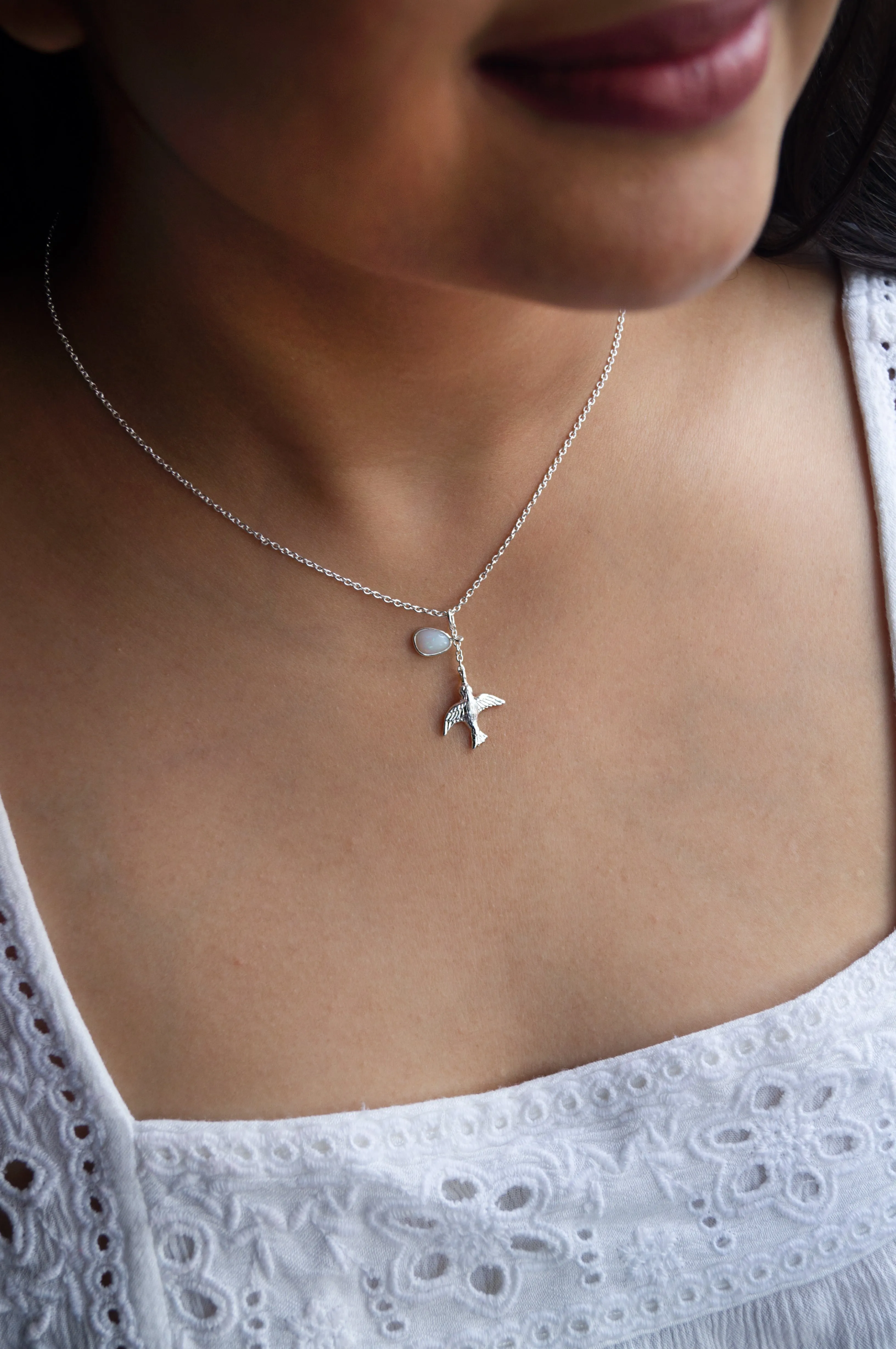 Fly Free Birdie Sterling Silver Statement Pendant Necklace