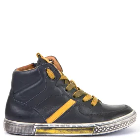 Froddo leather sneaker - Navy/yellow