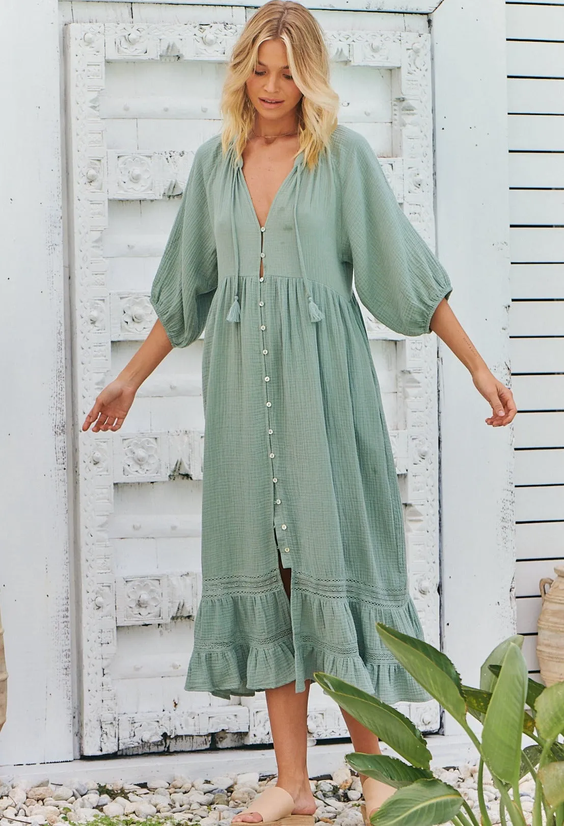 Genevive Midi Dress - Sage/Mint