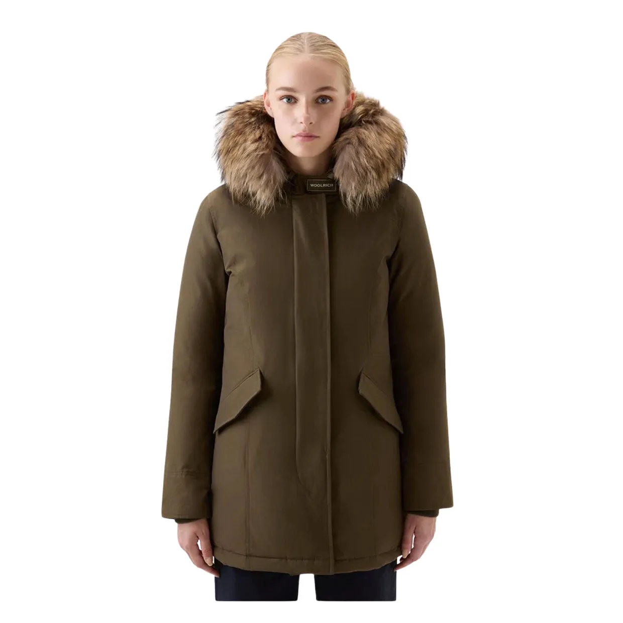 Giubbino Donna Woolrich Arctic Parka Ramar Pelliccia Removibile Verde